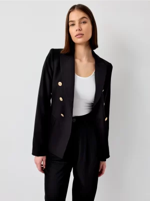 Črni blazer z gumbi - slika 3