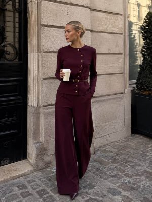 Burgundy set pletenina
